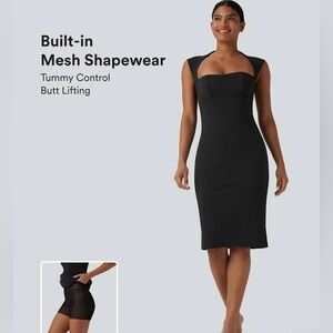 NWT Halara Sleeveless Tummy Control Butt Lifting Built-in Mesh Midi Dress